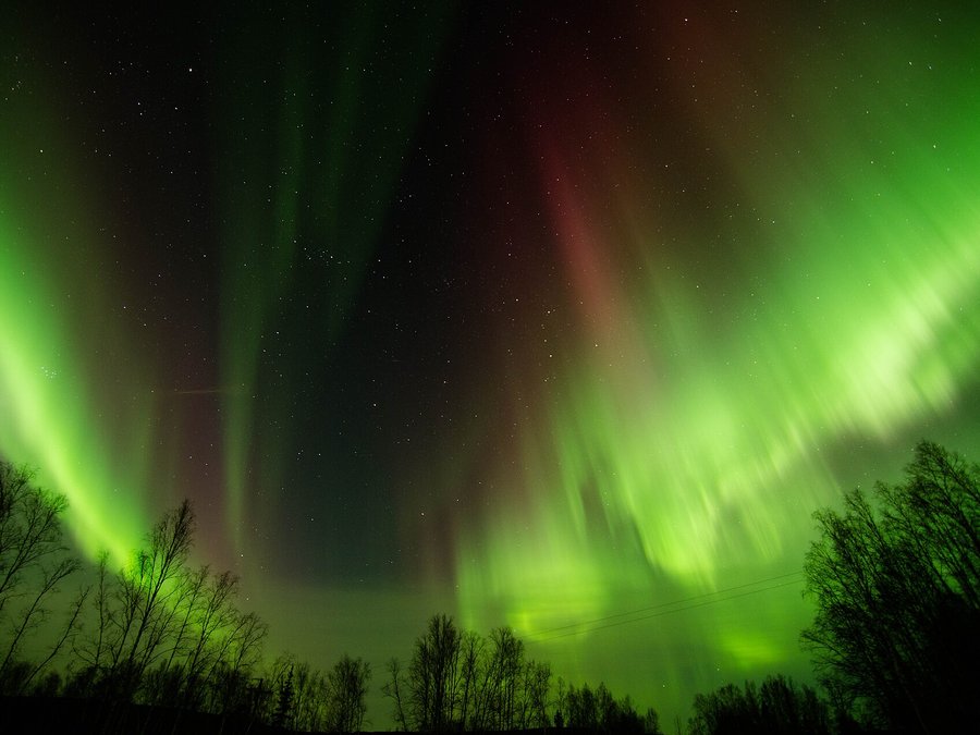 Aurora borealis over Wickersham Dome near Fairbanks