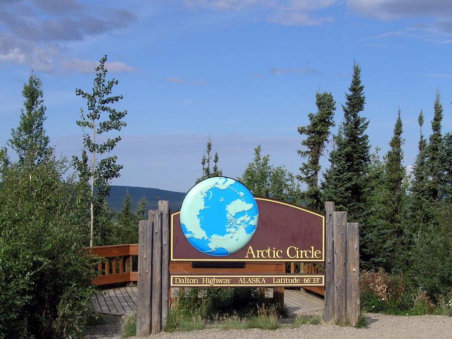 Arctic Circle highway sign in Alaska